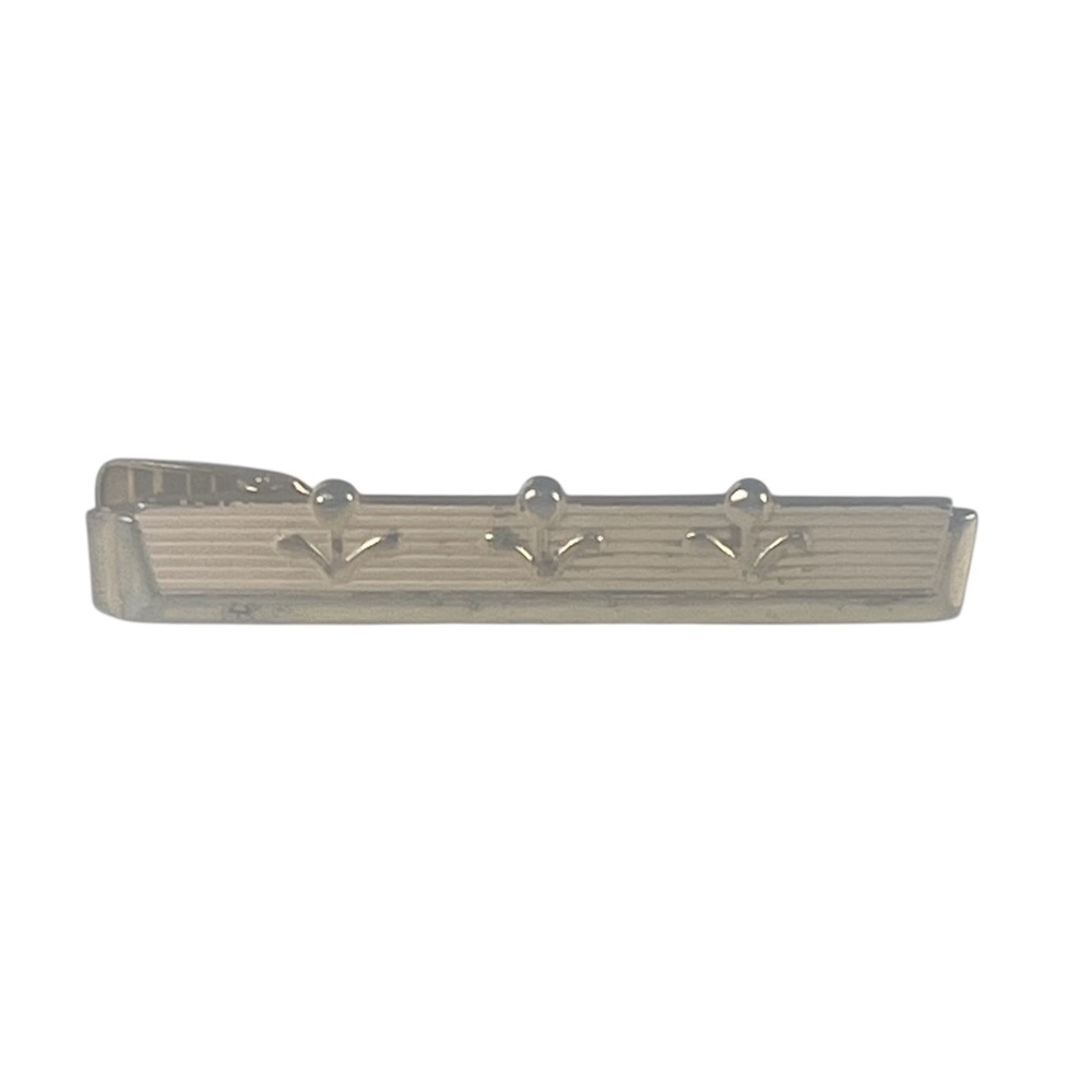 Vintage Goldtone and Cream Bar Tie Clip with Raised Accents Father’s‎ Day Easter